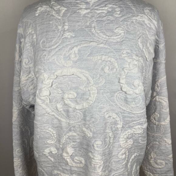 TOPSHOP | Light Blue & White Embossed Floral Mock Neck Sweater | Women's 8-10 - Picture 2 of 9
